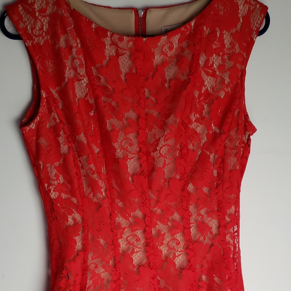 Fiery Red All Over Lace Dress